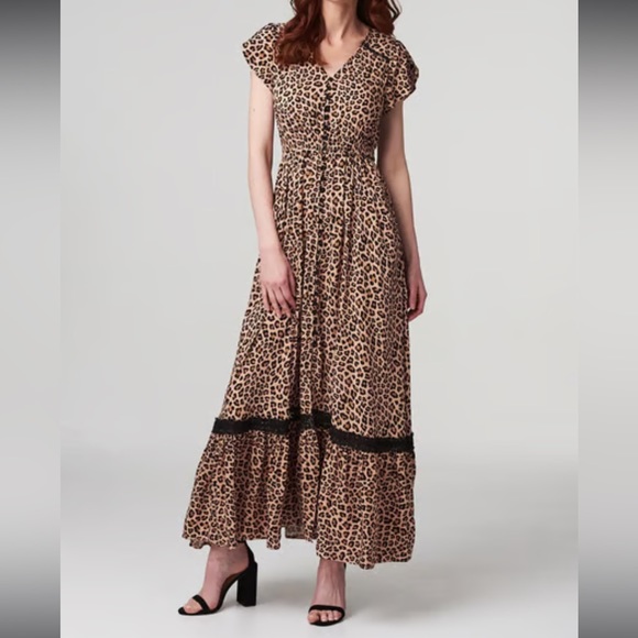 IZABEL LONDON
Multi Beige Leopard Print Maxi Dress | size Small - Picture 5 of 13